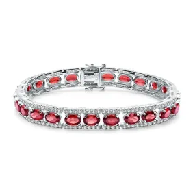 0.6Ct Natural Garnet Gemstone 925 Sterling Silver Vintage Bracelets