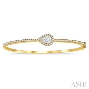 1 ctw Pear Shape Lovebright Round Cut Diamond Stackable Bangle in 14K Yellow and White Gold