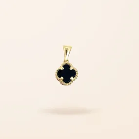 10K Gold Onyx Clover Charm