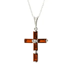 1.15 Carat 14K Solid White Gold Faith Above All Garnet Necklace