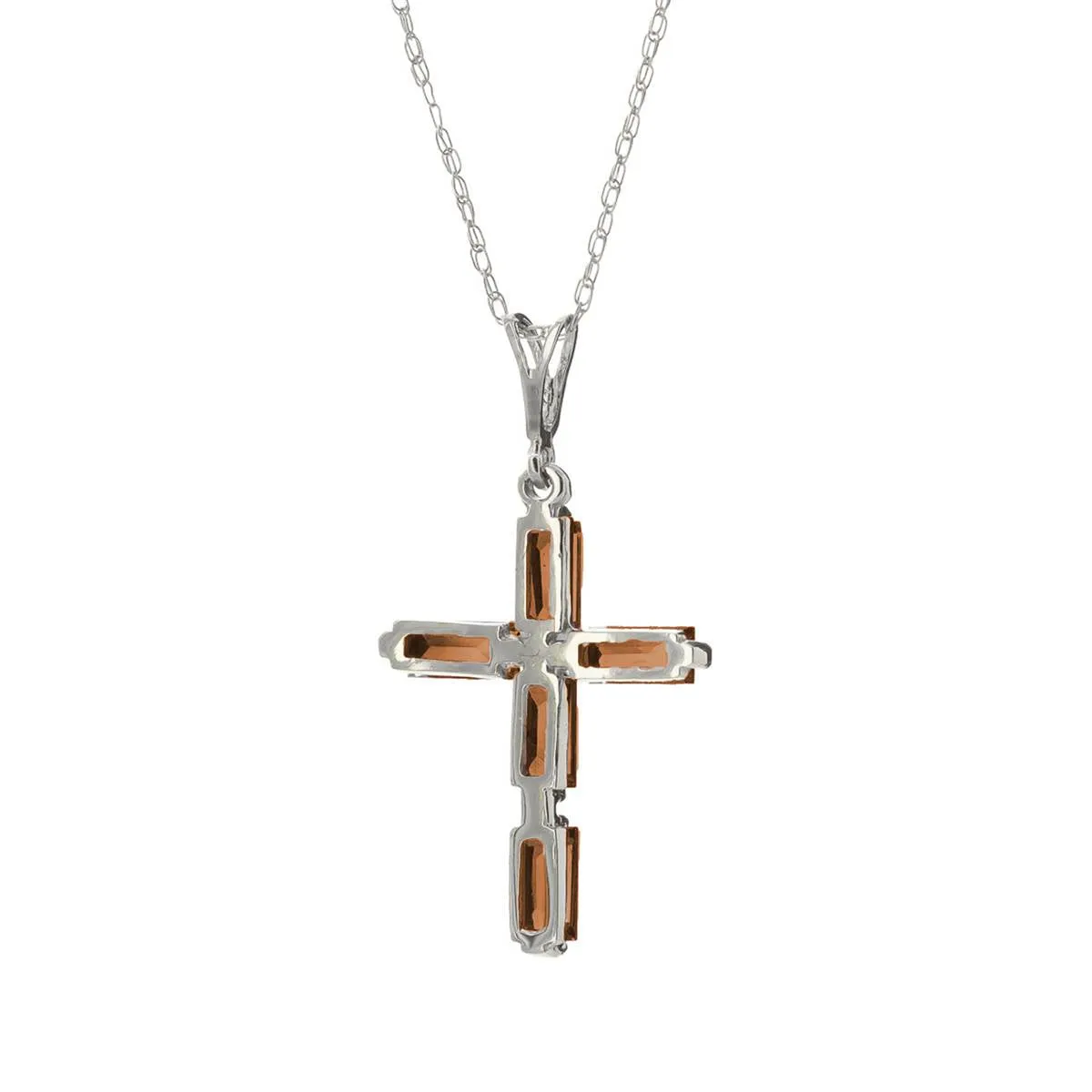 1.15 Carat 14K Solid White Gold Faith Above All Garnet Necklace