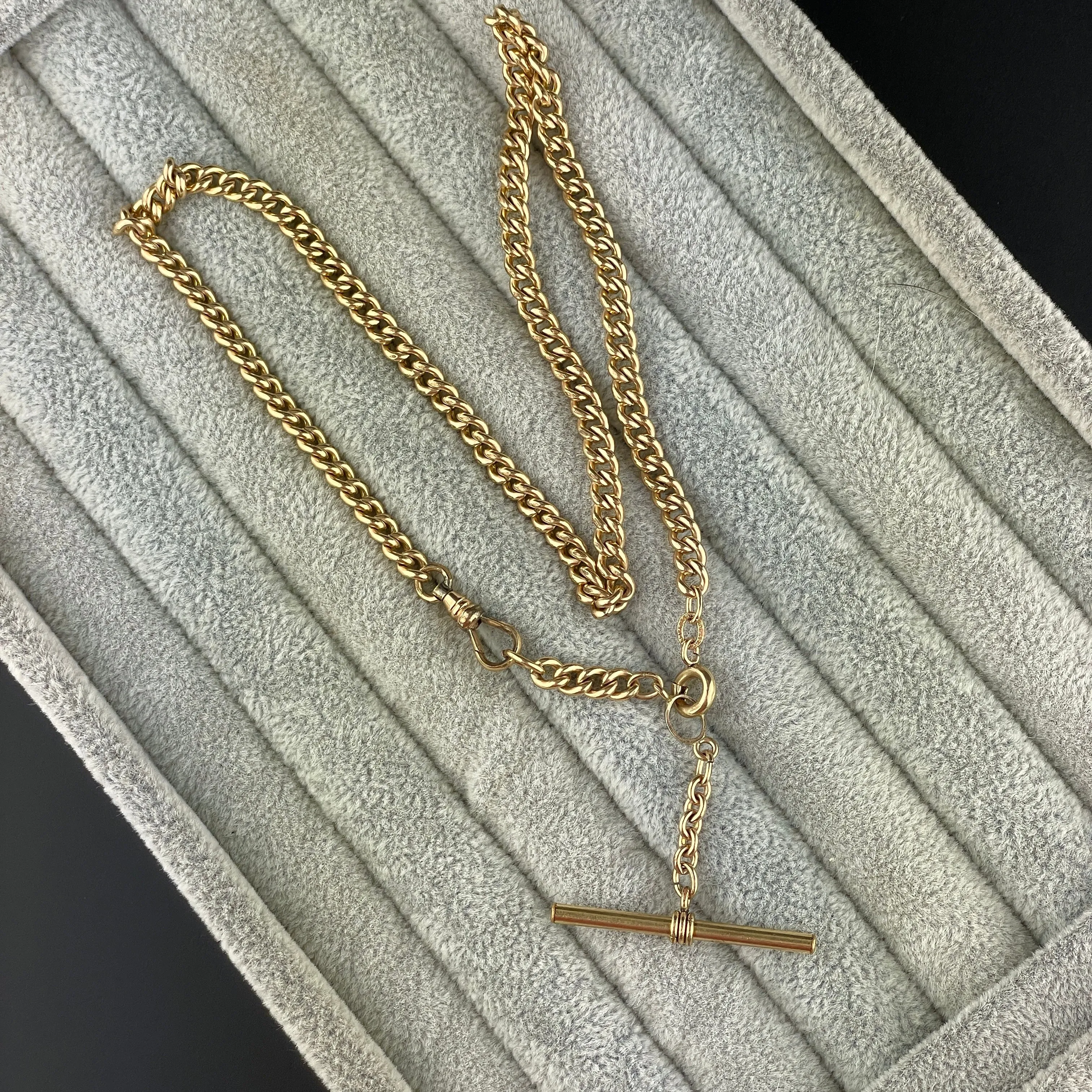 12K Rolled Gold Double Albert Pocket Watch Chain Necklace