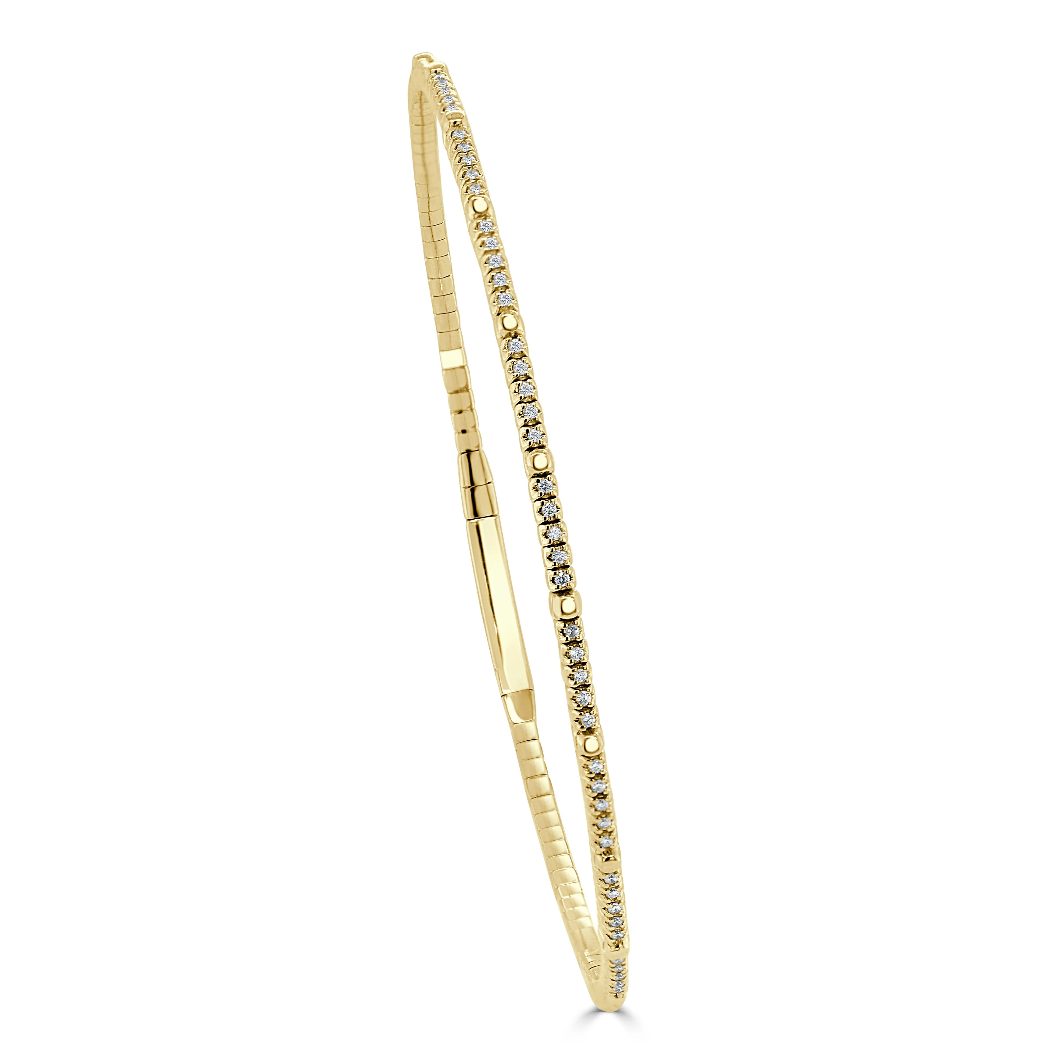 14K Gold & Diamond Flexible Bangle - 0.26ct