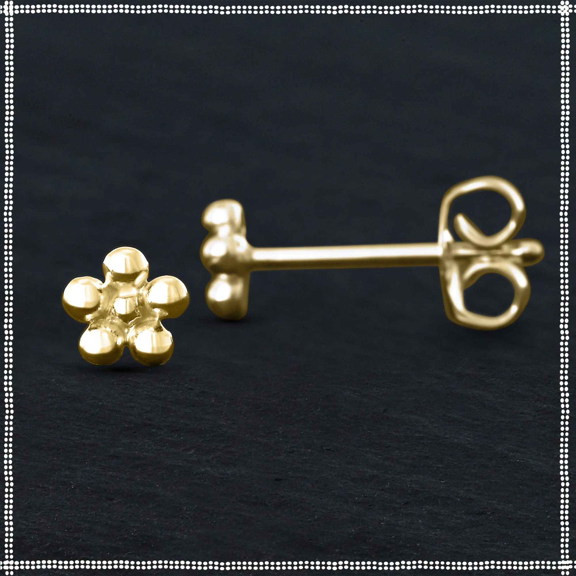 14k Gold Dainty Stud Earrings | Hippie Heart