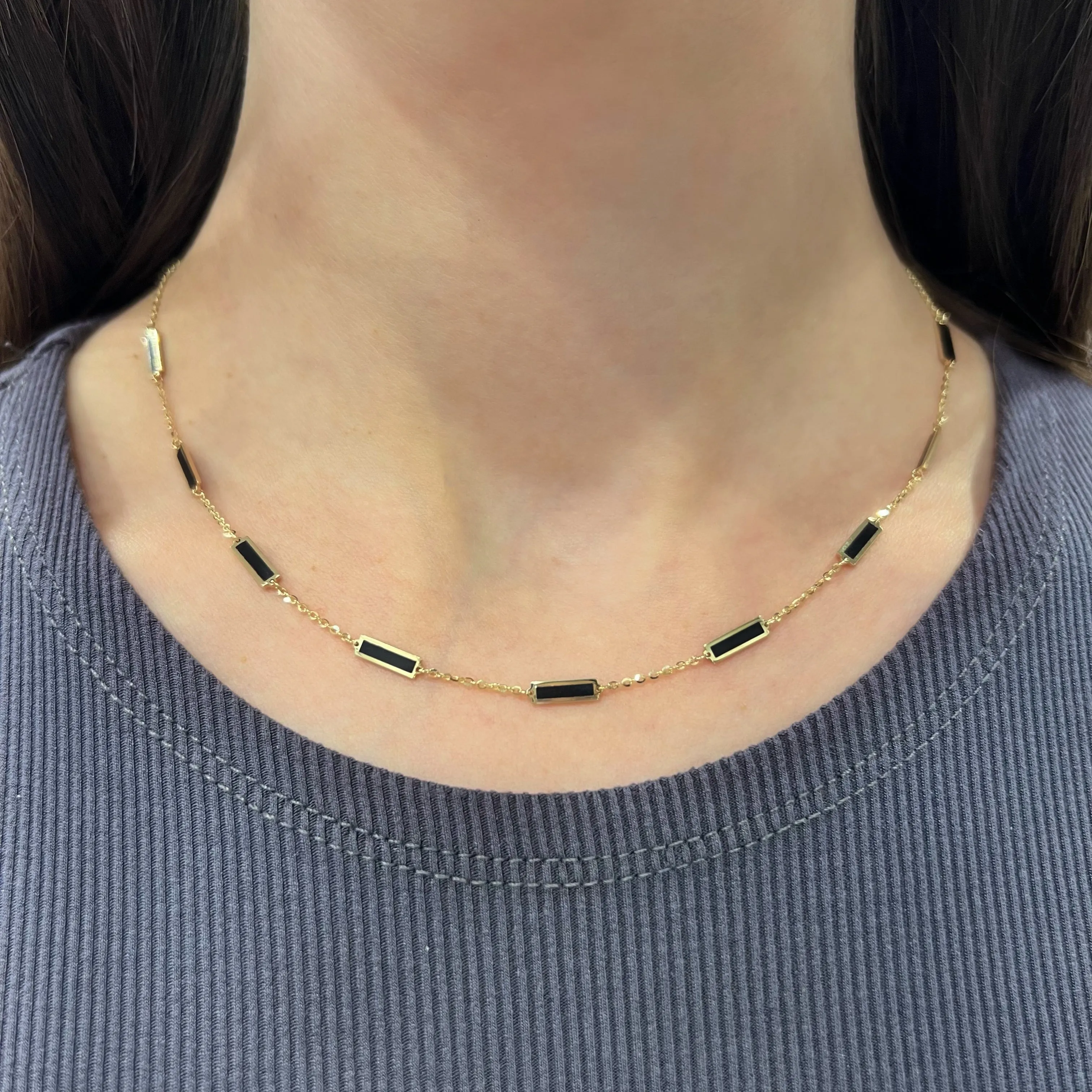 14K GOLD ONYX ANNA NECKLACE