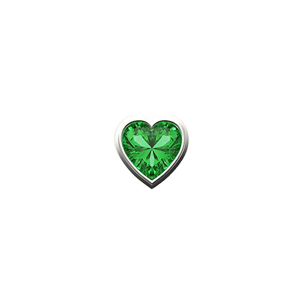 14k Skinny Green Heart Charm (white)