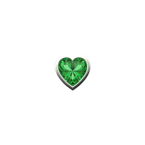 14k Skinny Green Heart Charm (white)