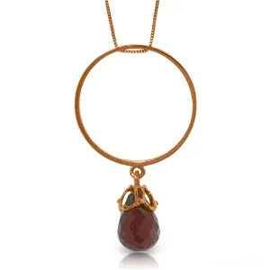 14K Solid Rose Gold Briolette Garnet Necklace Jewelry