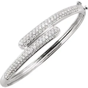 14K White 3 CTW Diamond Bangle Bracelet