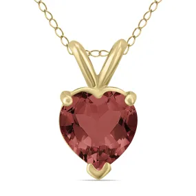 14K Yellow Gold 5Mm Heart Garnet Pendant