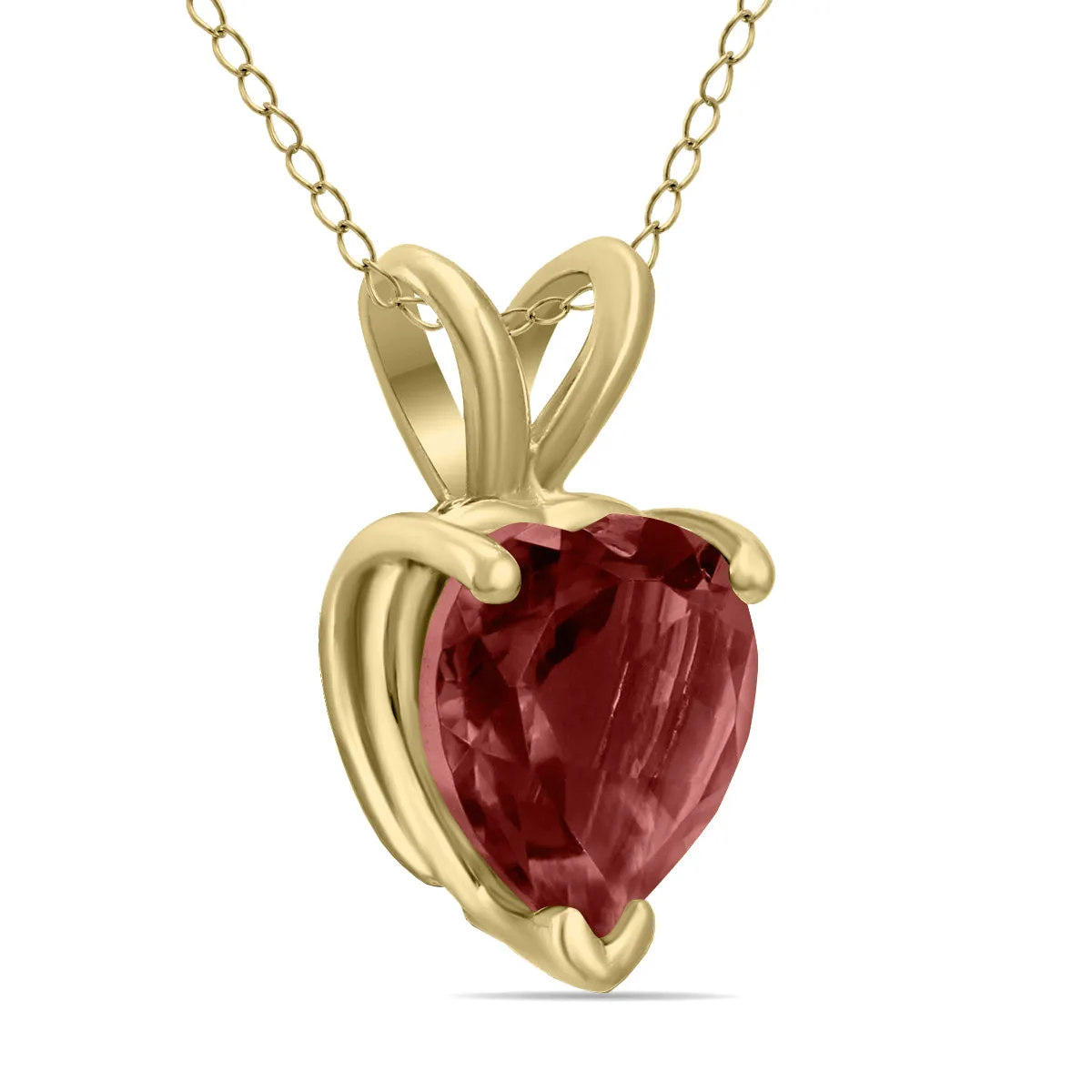 14K Yellow Gold 5Mm Heart Garnet Pendant