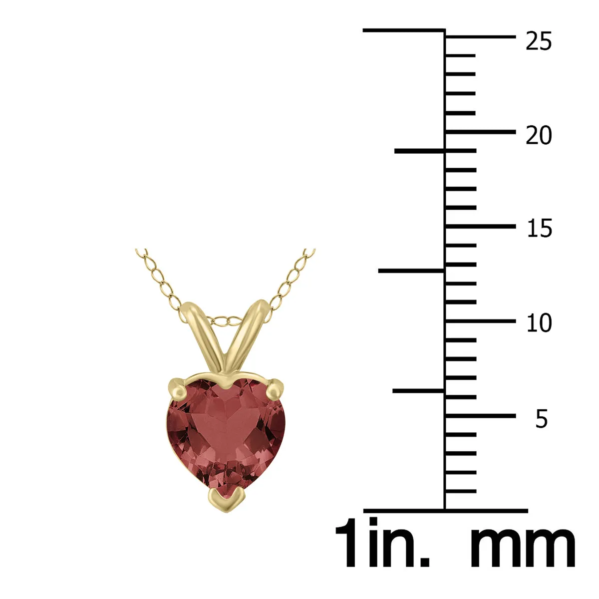 14K Yellow Gold 5Mm Heart Garnet Pendant