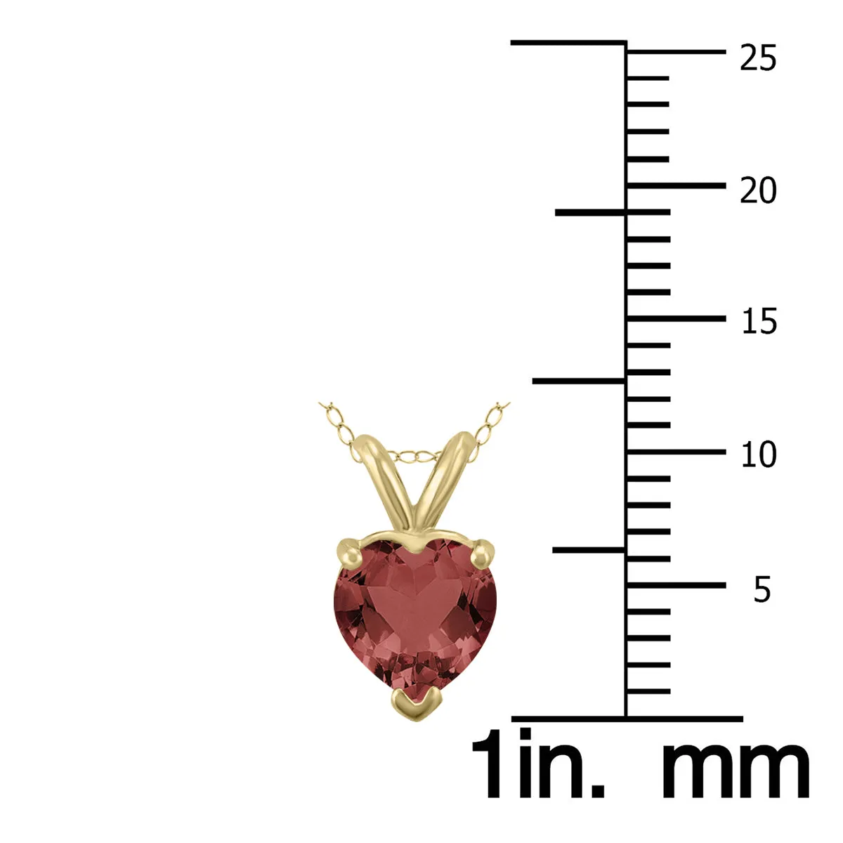 14K Yellow Gold 7Mm Heart Garnet Pendant