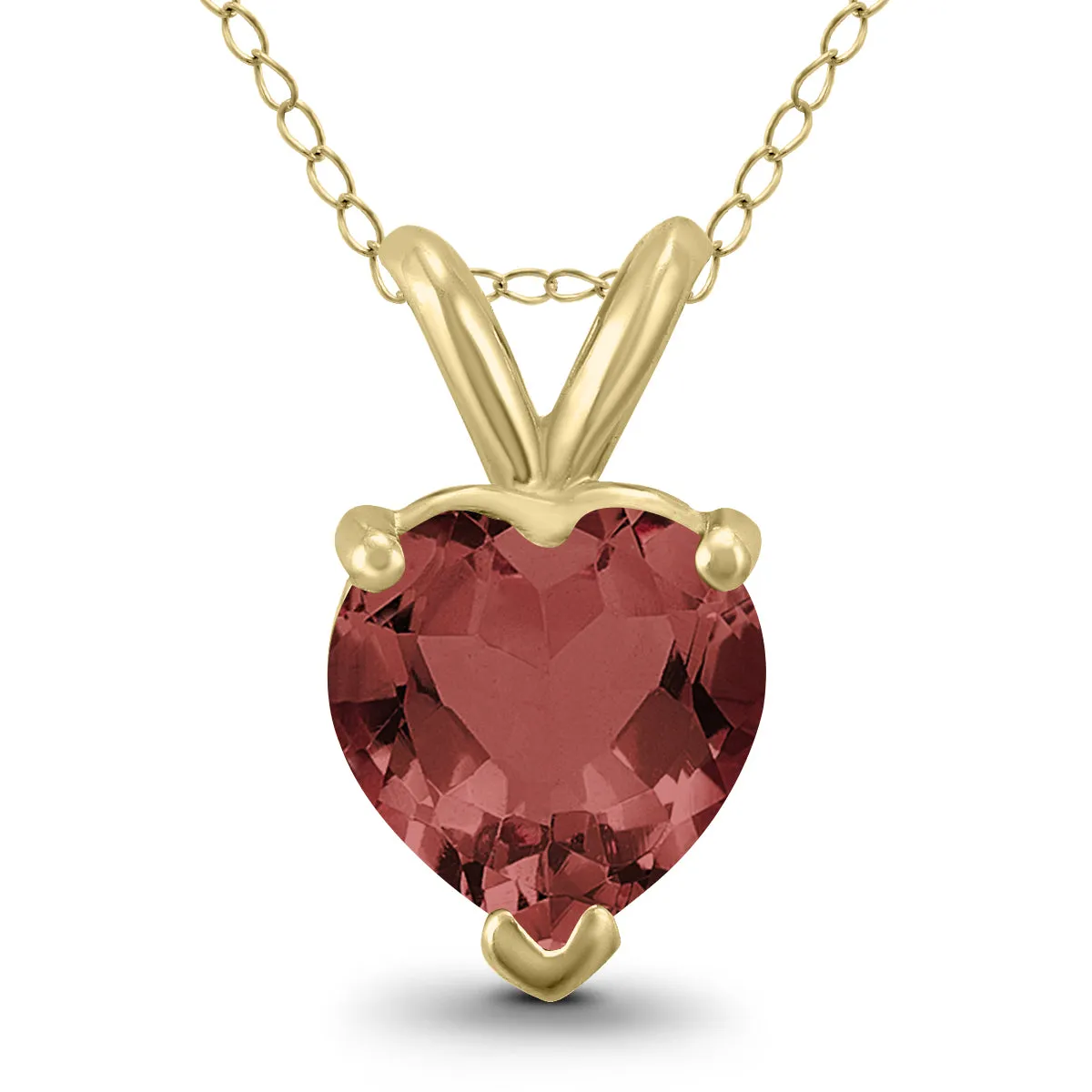 14K Yellow Gold 7Mm Heart Garnet Pendant