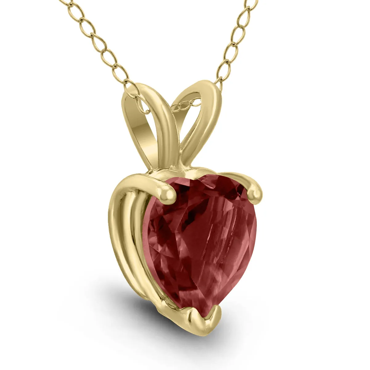 14K Yellow Gold 7Mm Heart Garnet Pendant