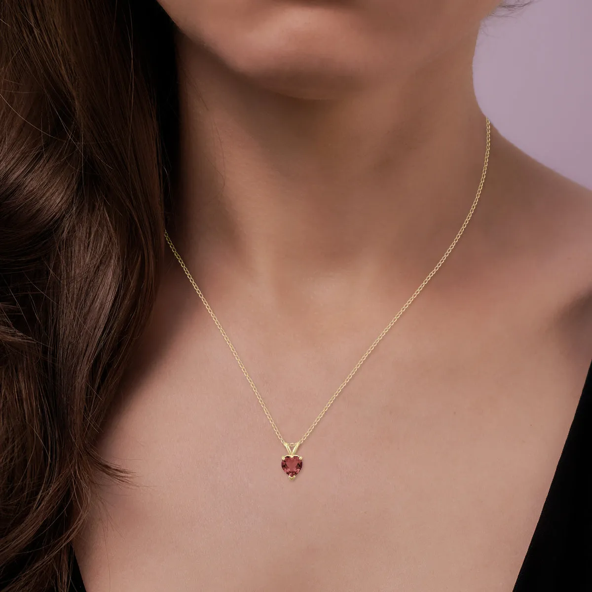 14K Yellow Gold 7Mm Heart Garnet Pendant