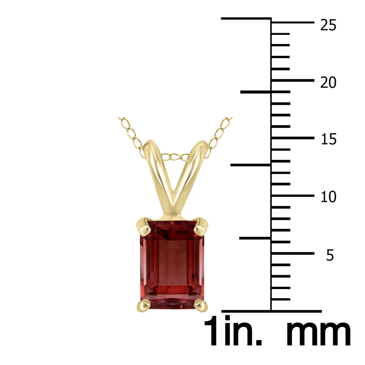 14K Yellow Gold 8X6Mm Emerald Shaped Garnet Pendant