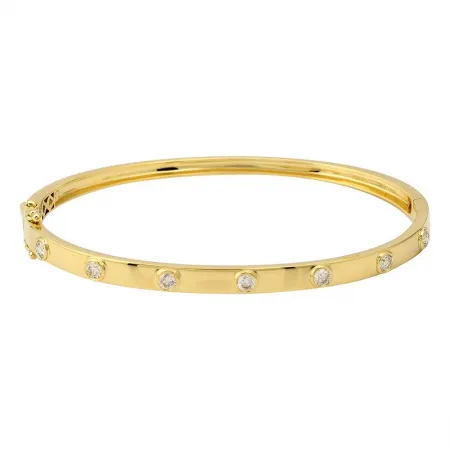 14k Yellow Gold Bezel Set Diamond Bangle