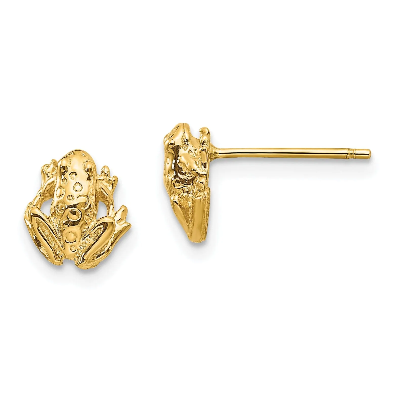 14k Yellow Gold Mini Frog Post Earrings