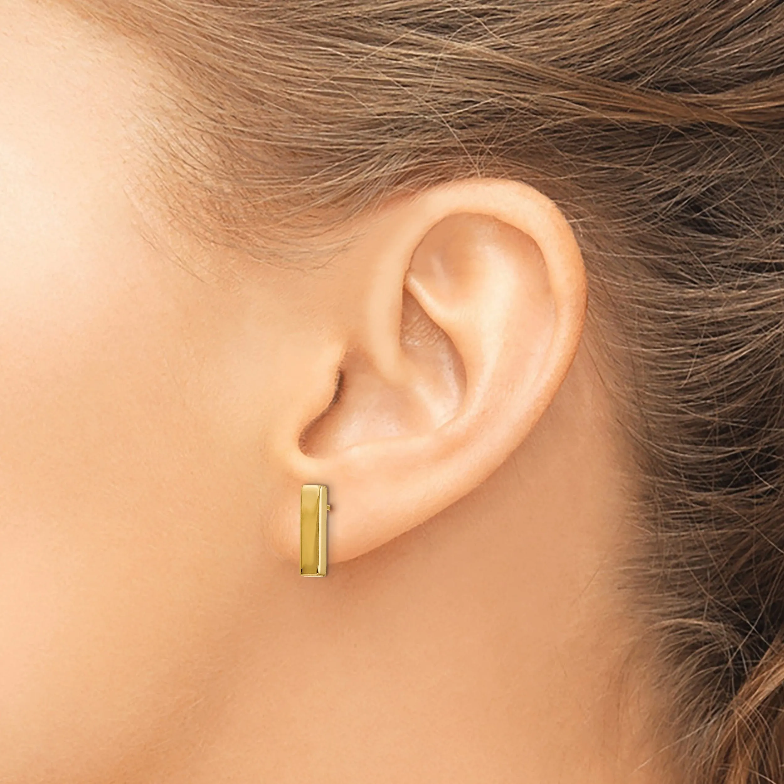 14k Yellow Gold Polished Bar Shape Post Earrings