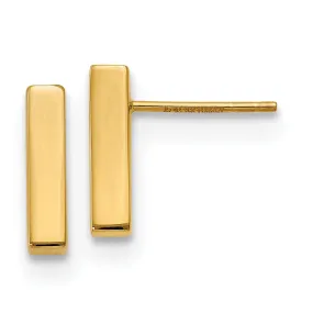 14k Yellow Gold Polished Bar Shape Post Earrings