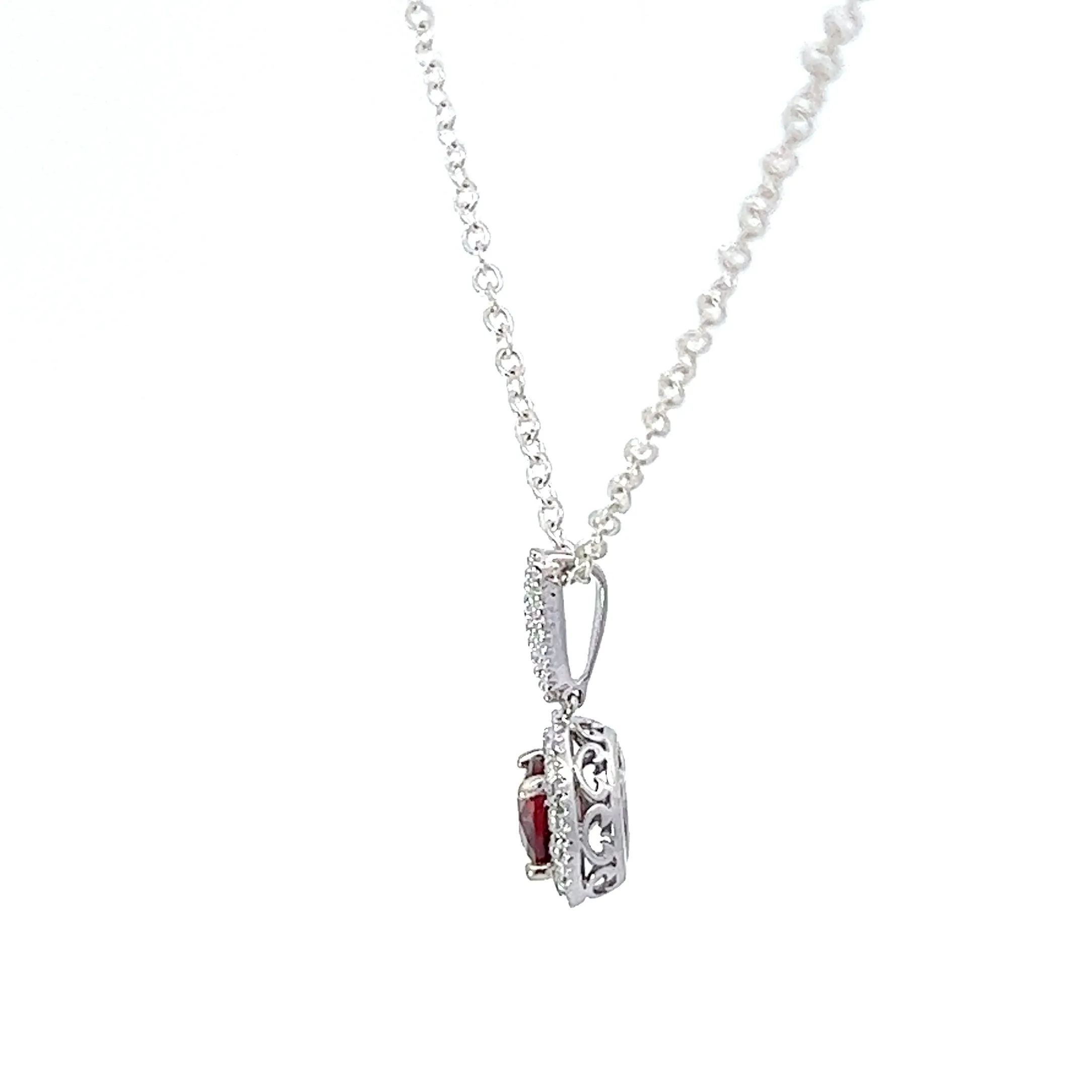 14kt White Gold Diamond and Mozambique Garnet