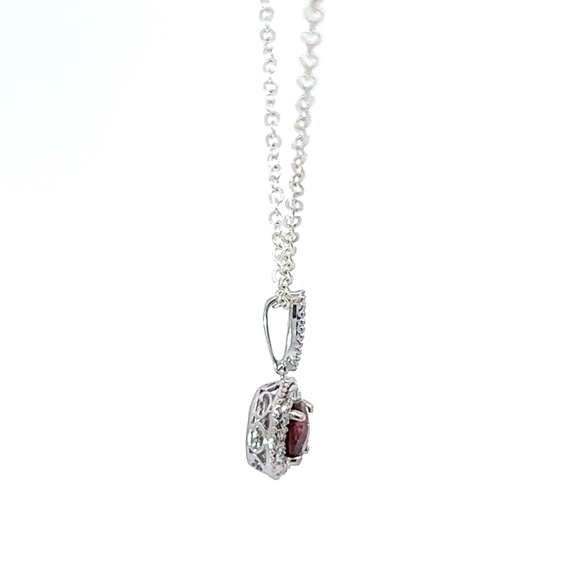 14kt White Gold Diamond and Mozambique Garnet