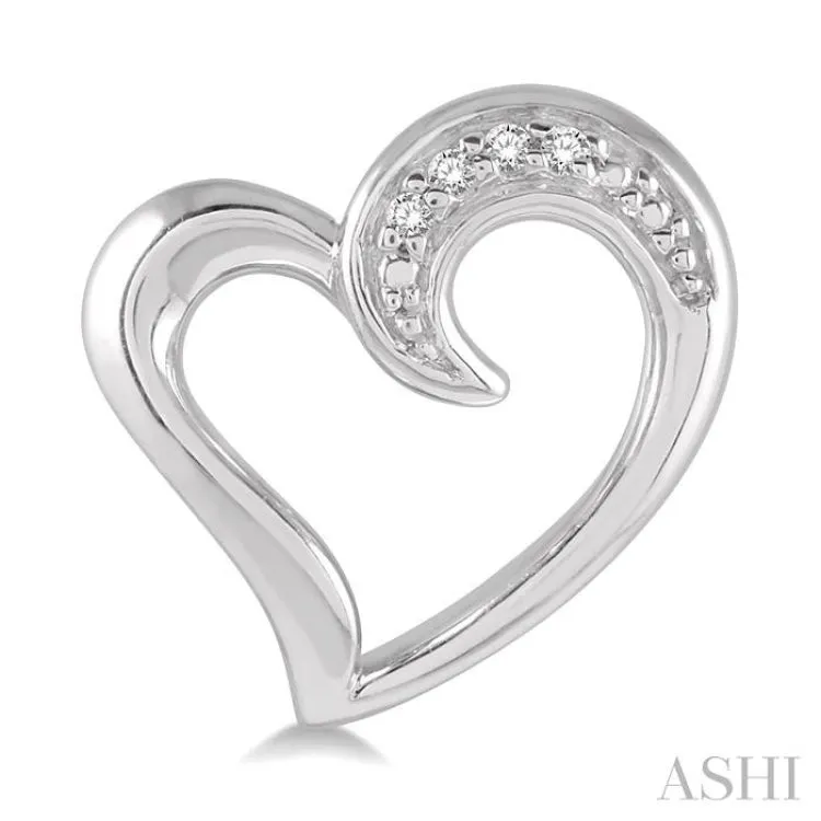 1/50 ctw Hollow Center Heart Charm Round Cut Diamond Earring in Sterling Silver