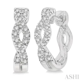 1/6 ctw Entwined Round Cut Diamond Huggie Earrings in 14K White Gold