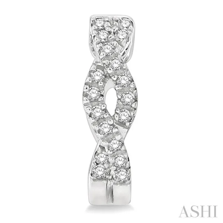 1/6 ctw Entwined Round Cut Diamond Huggie Earrings in 14K White Gold