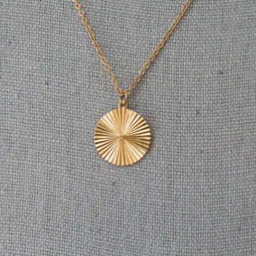 18K Gold-Filled Circle Sunburst Necklace