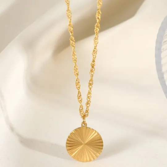 18K Gold-Filled Circle Sunburst Necklace