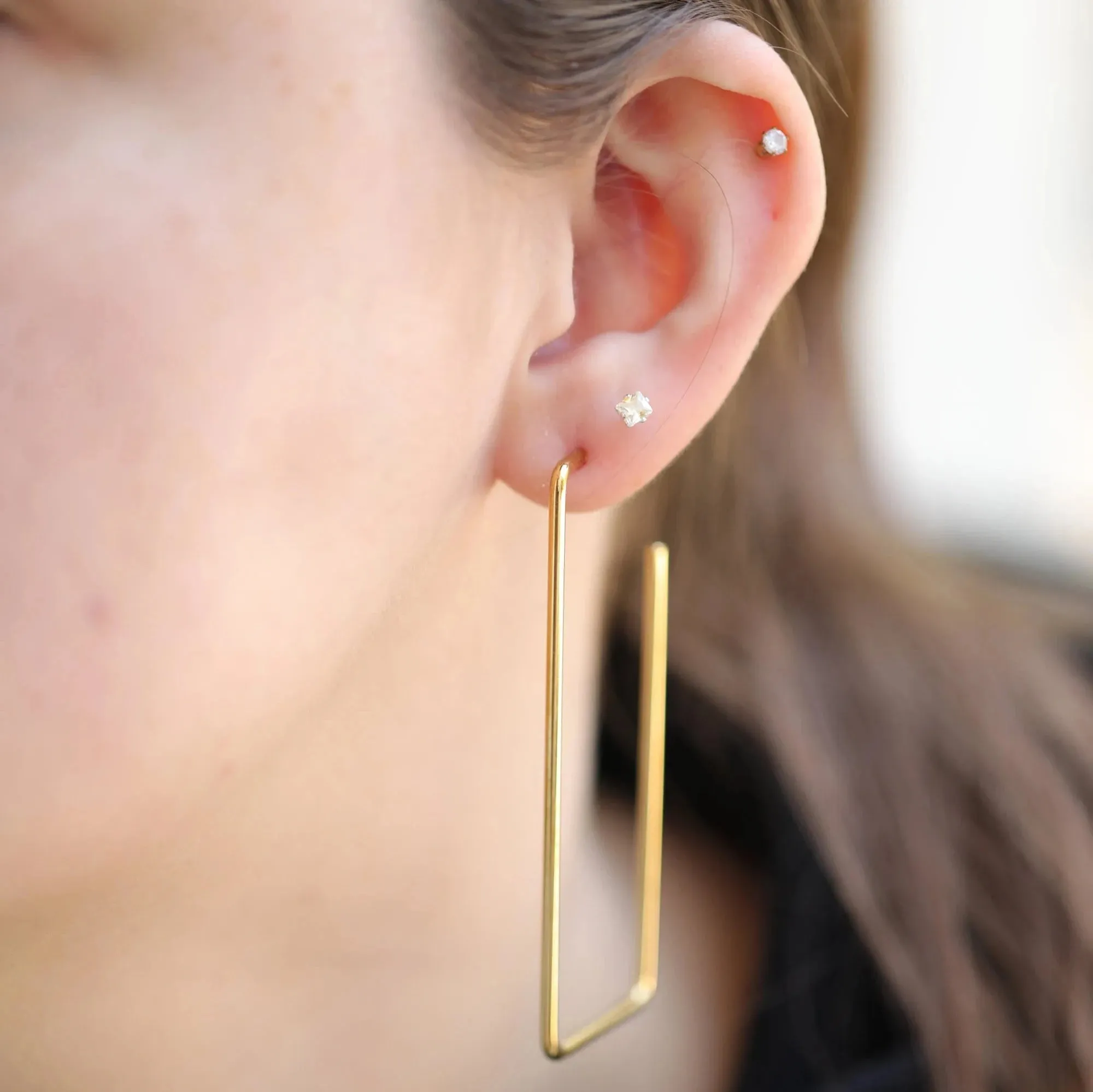 18K Gold-Filled Extra Large Rectangle Earrings