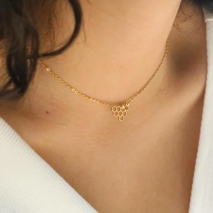 18K Gold-Filled Honeycomb Necklace