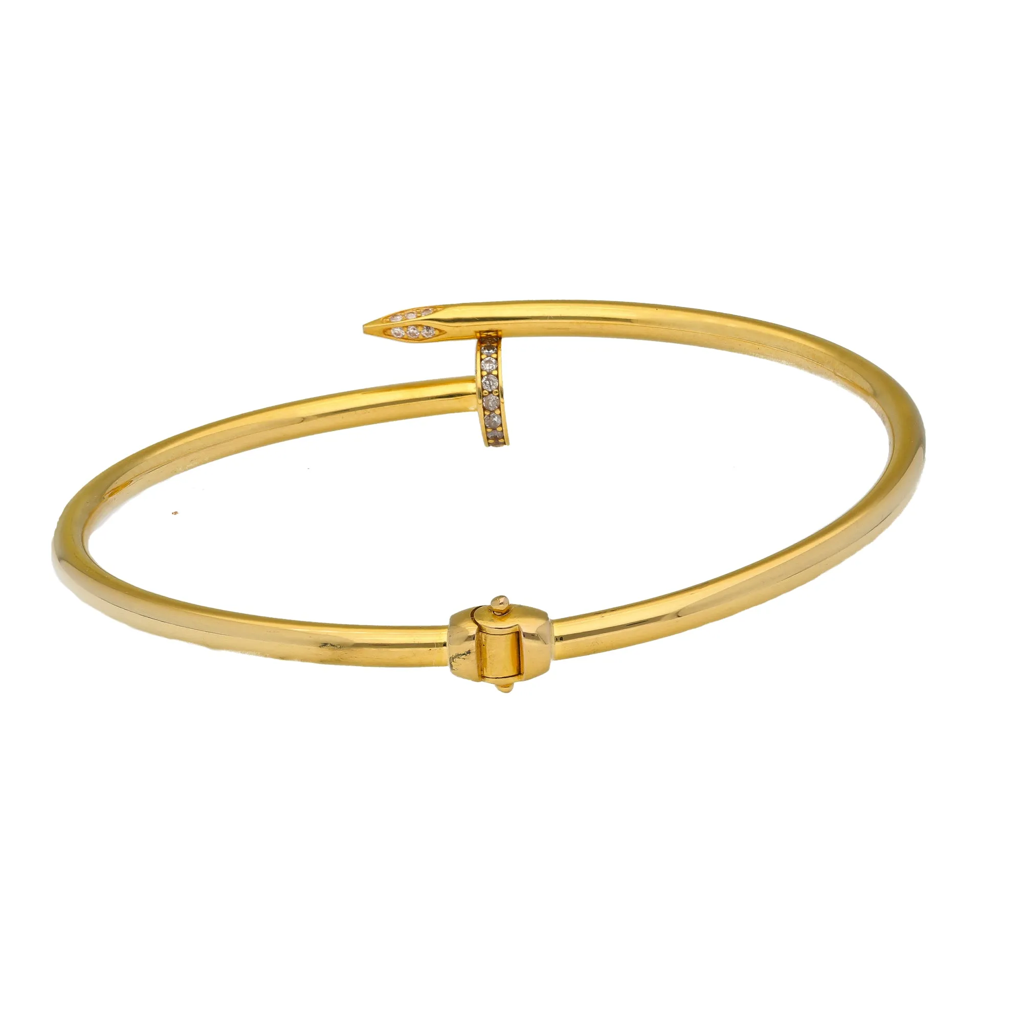 18K Yellow Gold & CZ Nail Bangle (10.5gm)