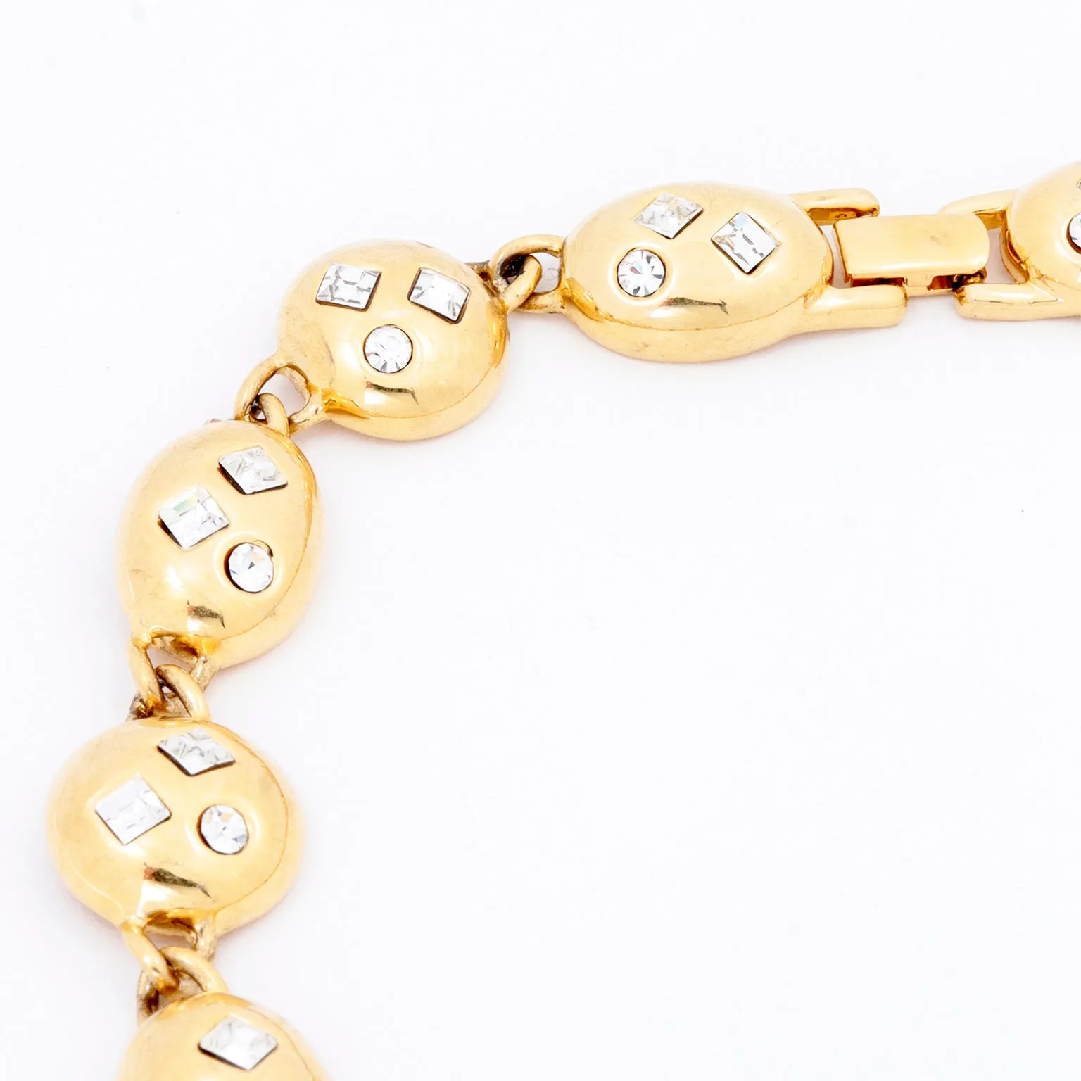 1990s Napier Vintage Gold Toned Collar Necklace With Rhinestones