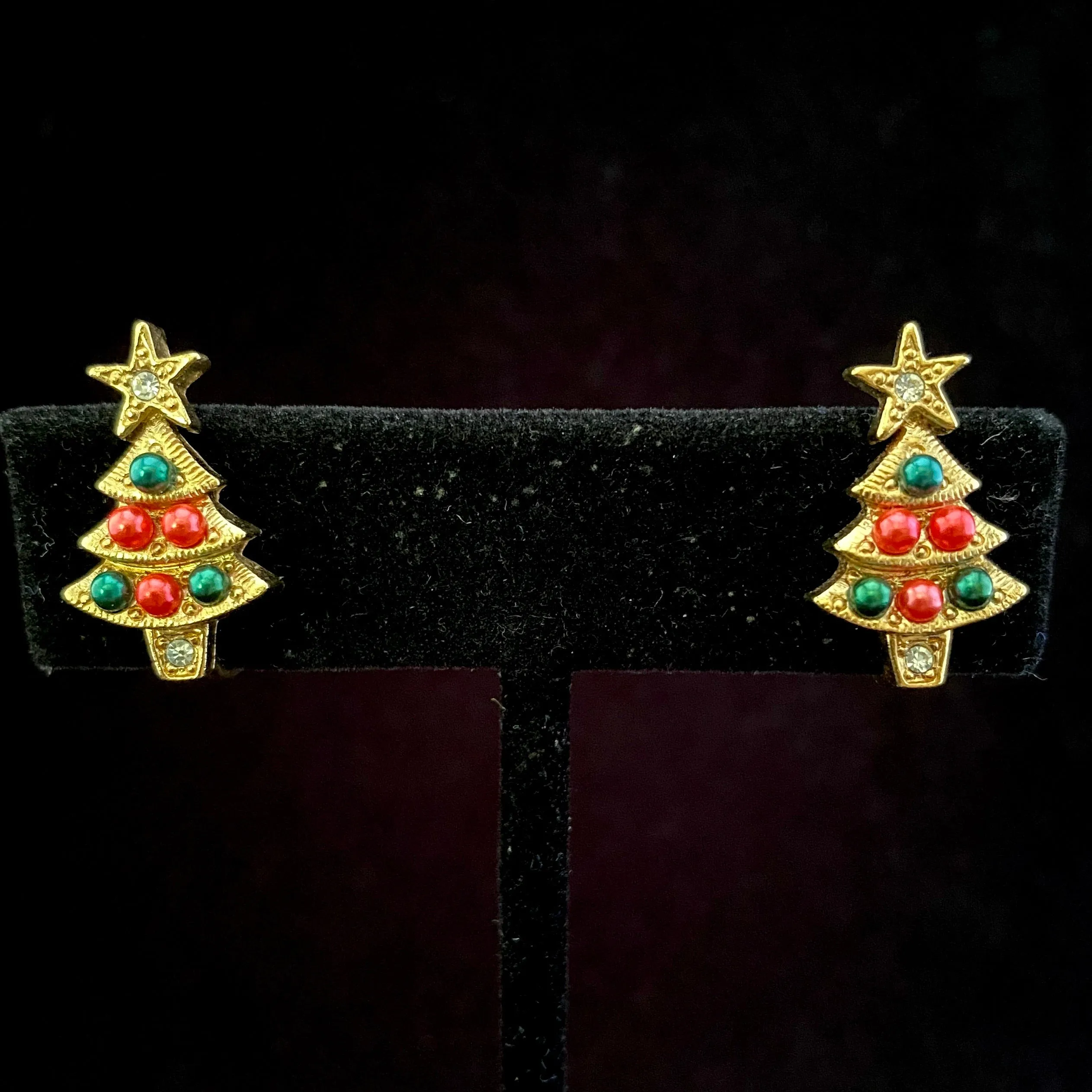 1995 Avon Colorful Christmas Tree Earrings