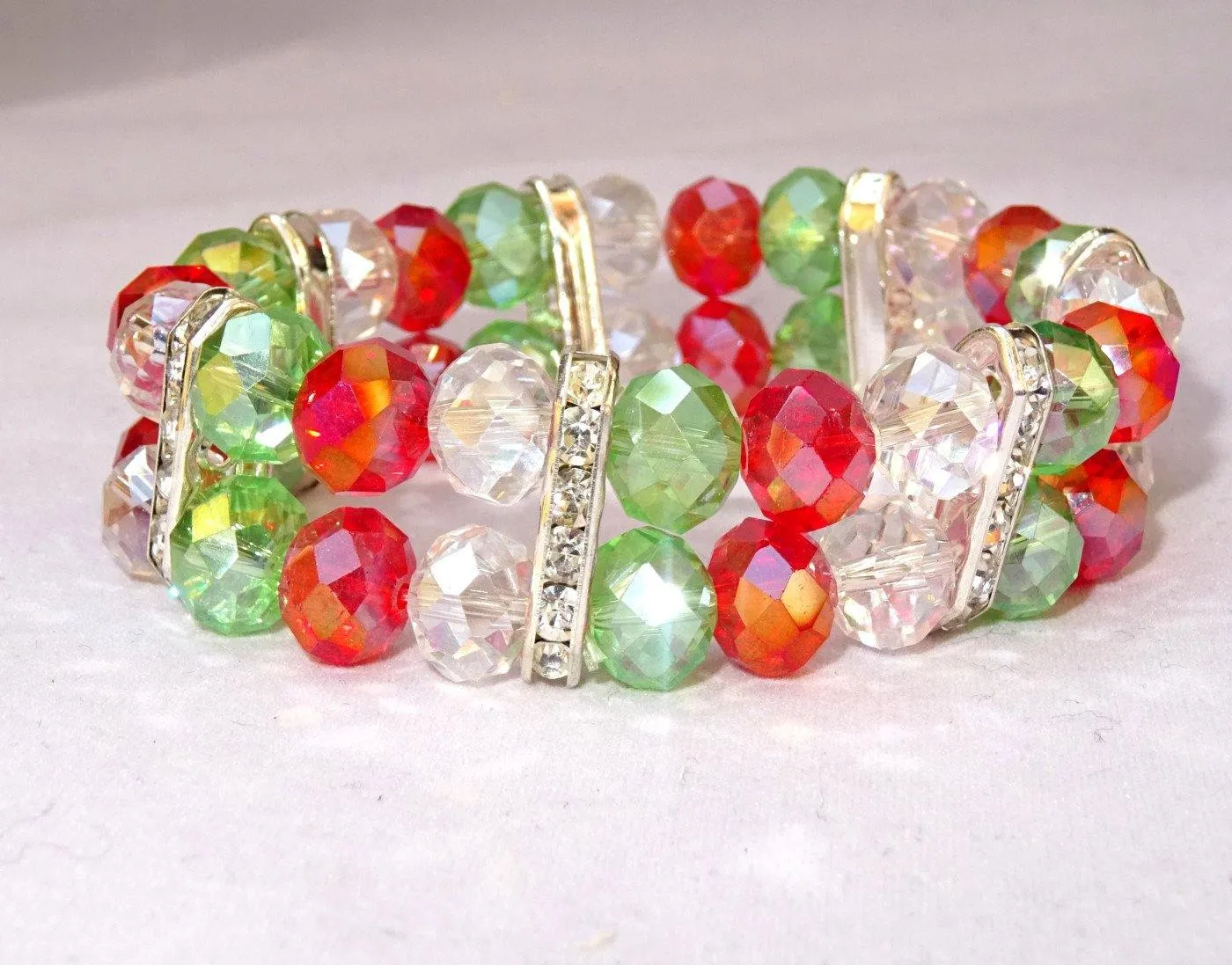 2 Layers Multi color Crystal Beads Bracelet Jewellery