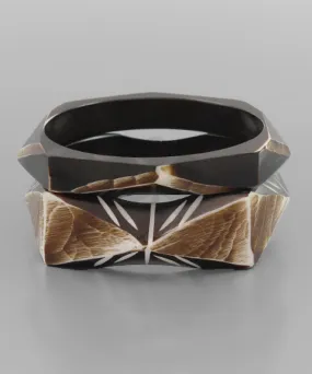 2 Piece Brown Acrylic Bangle Set