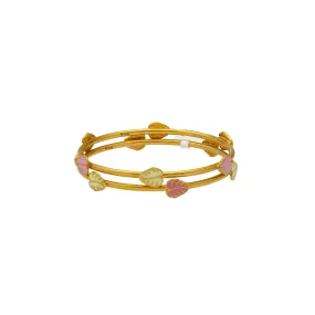 22K Yellow Gold Leaf Bangle Set (9.5gm)