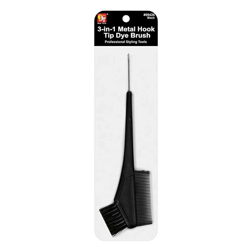 3-IN-1 METAL HOOK TIP DYE BRUSH (BLACK)