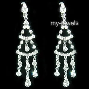 3" Drag Queen Rhinestone Dangle Clip On Earrings XE1030