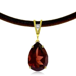 6.01 Carat 14K Solid Yellow Gold Magnitude Garnet Diamond Necklace