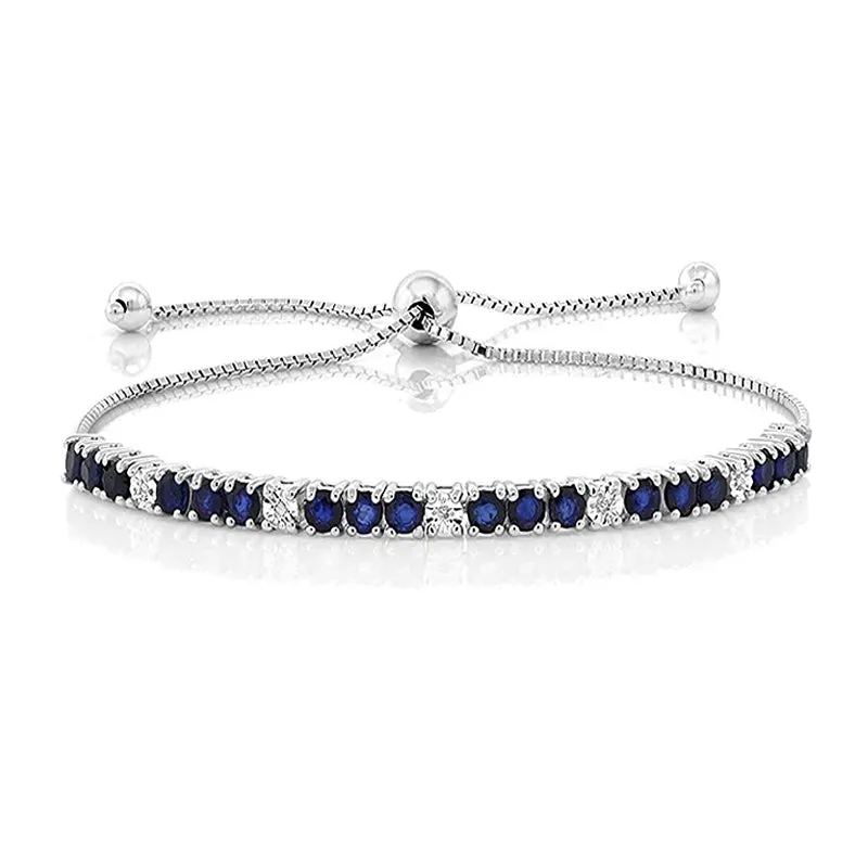 925 Sterling Silver Sapphire Tennis Bracelet