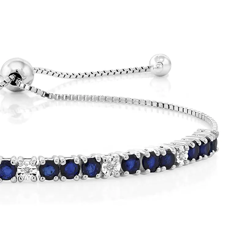 925 Sterling Silver Sapphire Tennis Bracelet