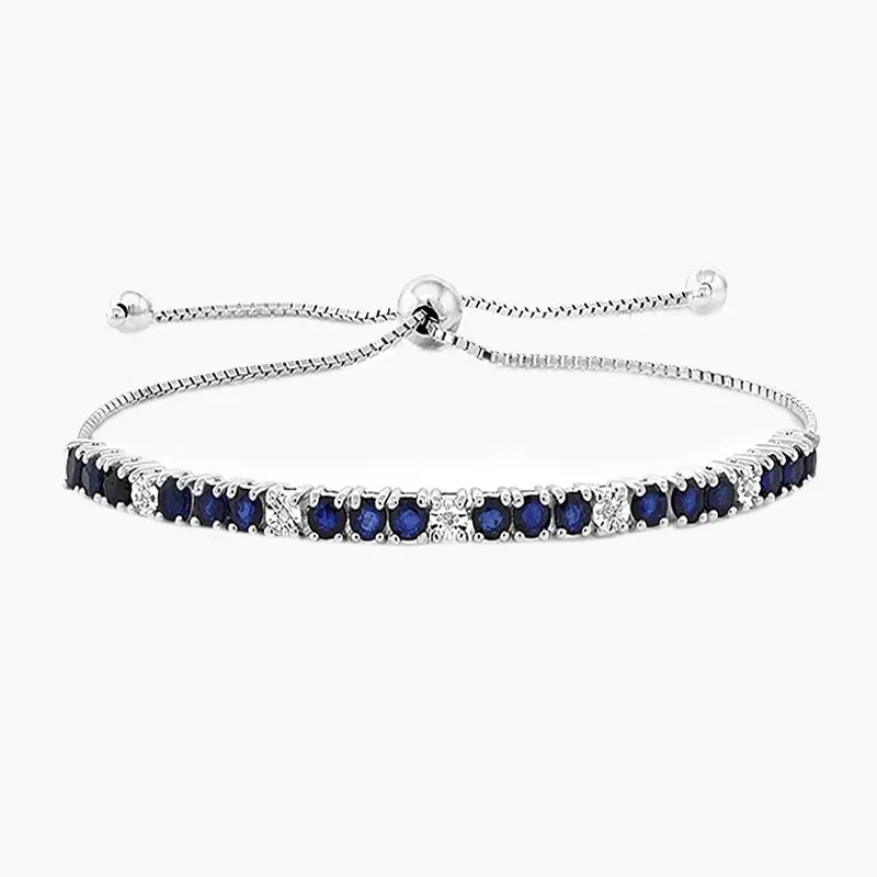 925 Sterling Silver Sapphire Tennis Bracelet