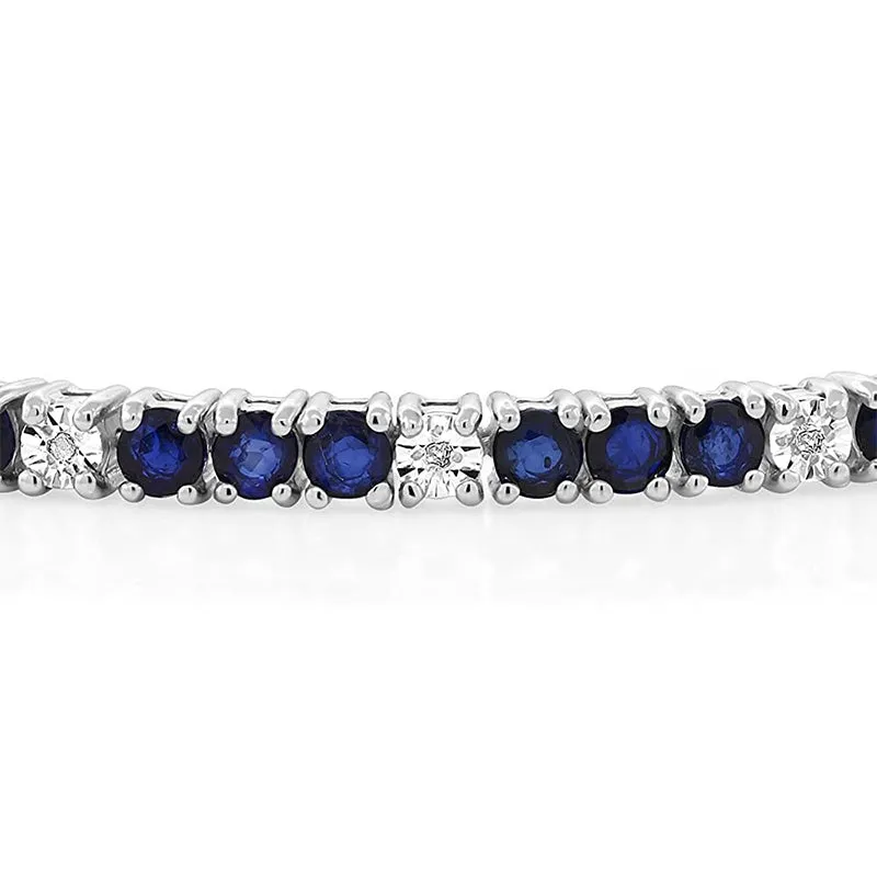 925 Sterling Silver Sapphire Tennis Bracelet