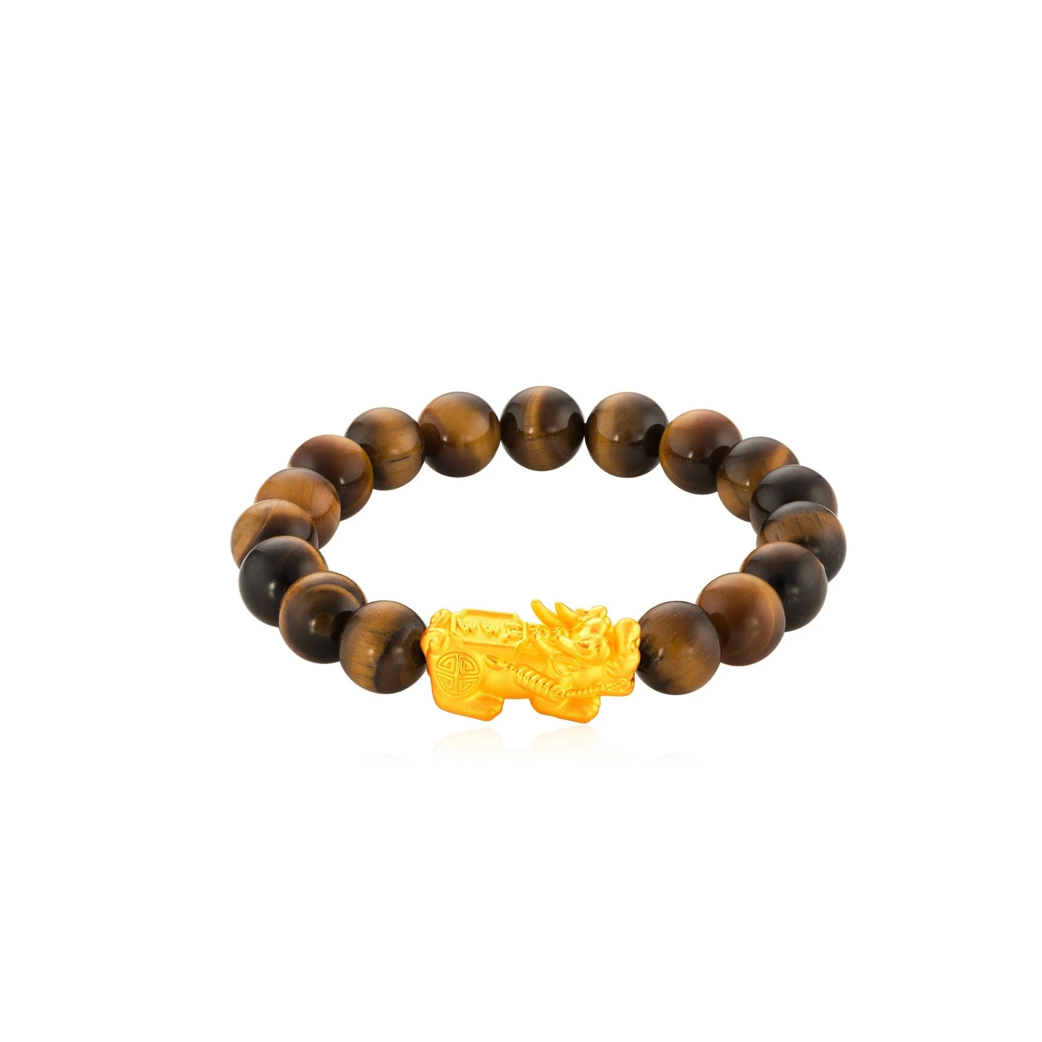 999 Gold Qian Duo Duo (錢多多) Pixiu with Black Agate Beads Bracelet