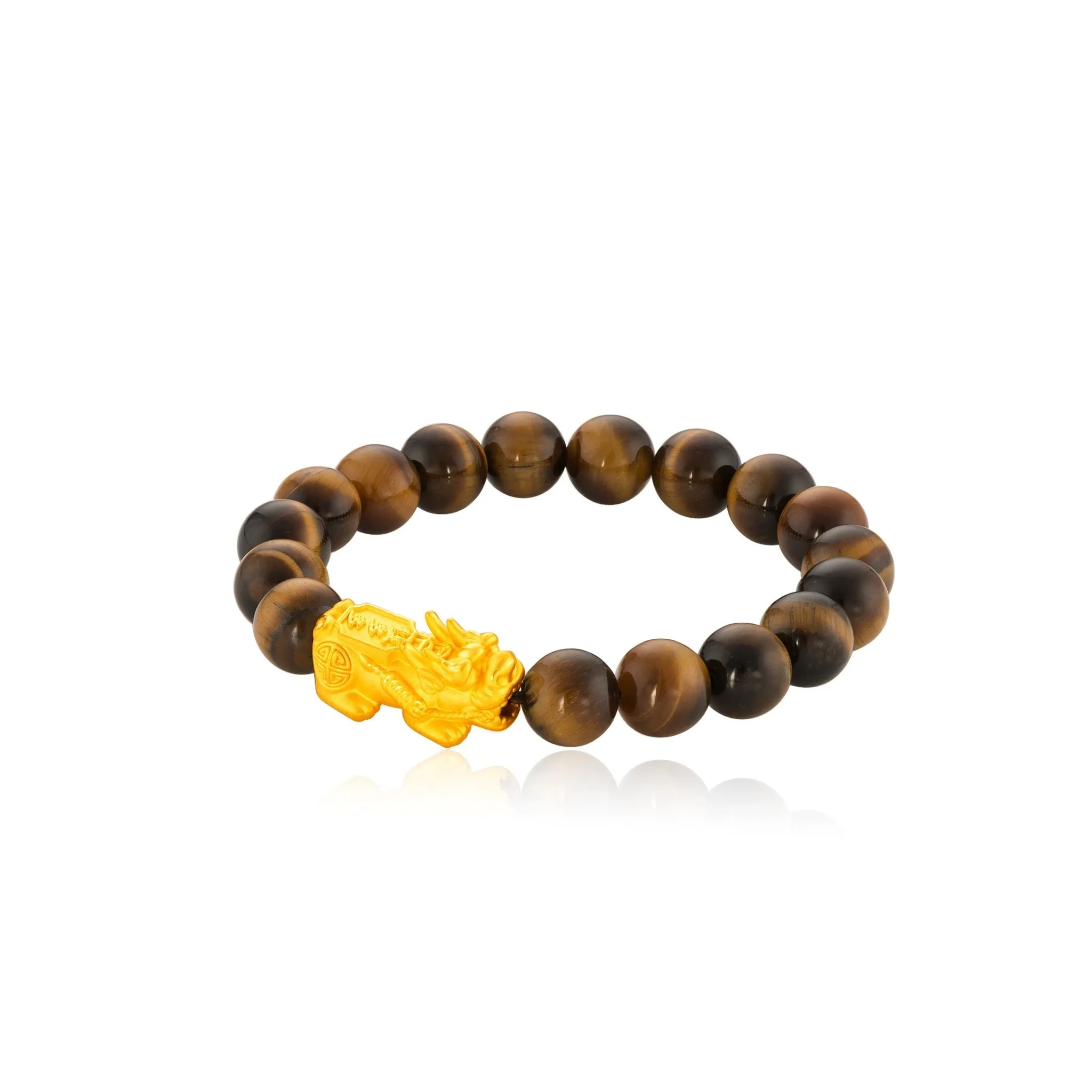 999 Gold Qian Duo Duo (錢多多) Pixiu with Black Agate Beads Bracelet