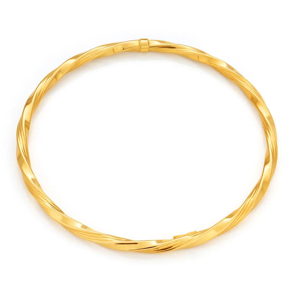 9ct Yellow Gold 4mm Silverfilled 65mm Twist Bangle